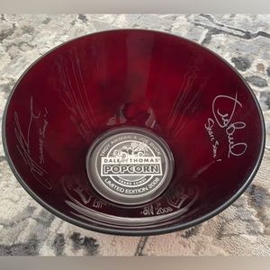 Troy Aikman & Joe Buck Signed Glass Popcorn Bowl Ltd Ed Dale & Thomas  2008